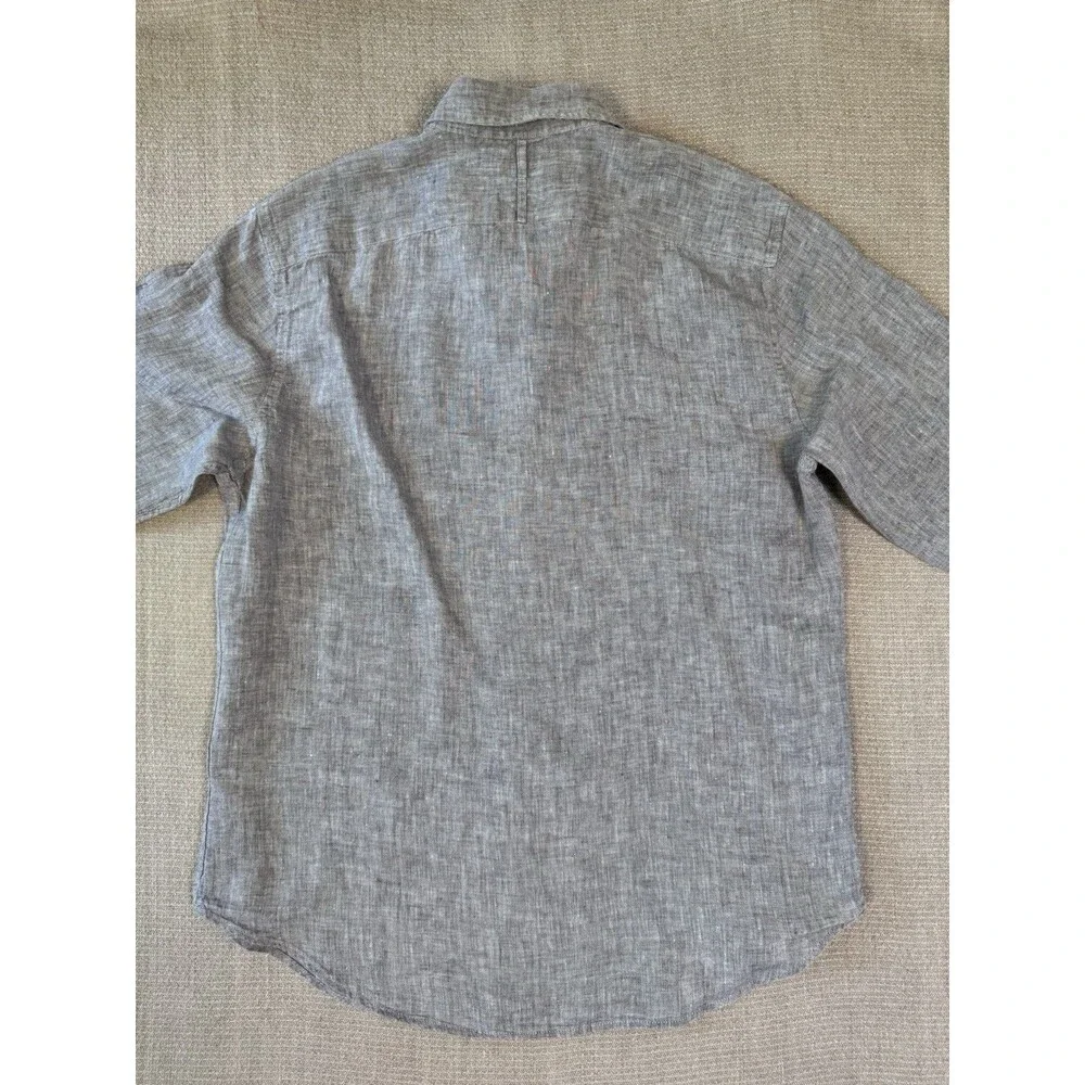 Banana Republic Shirt Mens M Gray 100% Linen Camden Fit Summer Button Down 596